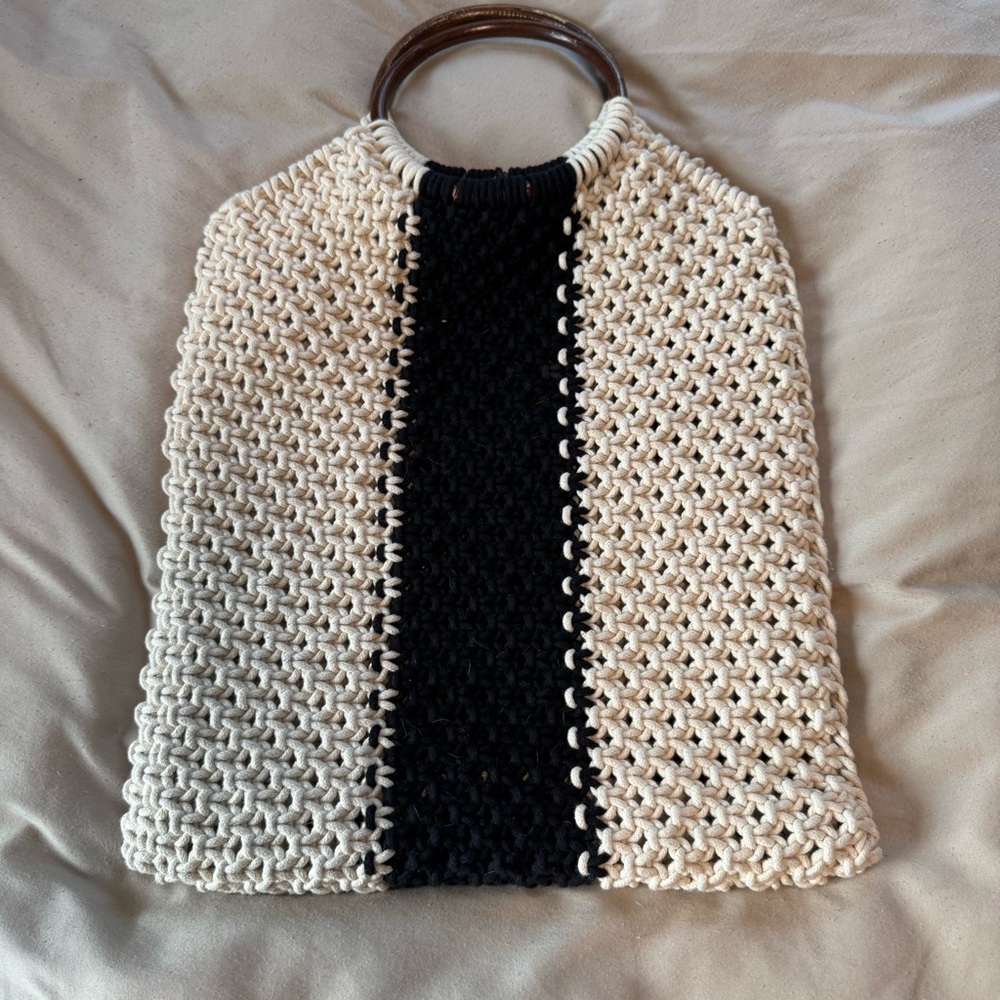 Target Black and Cream Knit Tote Bag